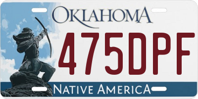 OK license plate 475DPF