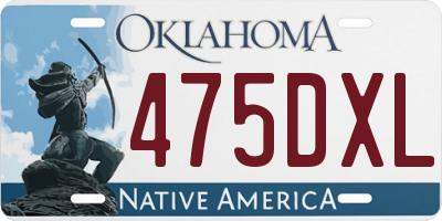 OK license plate 475DXL