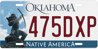 OK license plate 475DXP