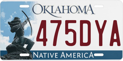 OK license plate 475DYA