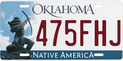OK license plate 475FHJ
