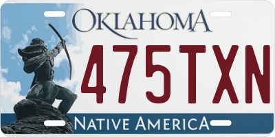 OK license plate 475TXN