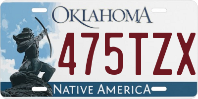 OK license plate 475TZX