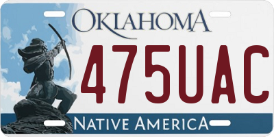 OK license plate 475UAC