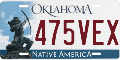 OK license plate 475VEX