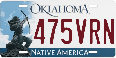 OK license plate 475VRN