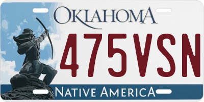 OK license plate 475VSN