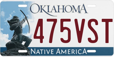 OK license plate 475VST