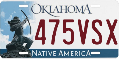 OK license plate 475VSX