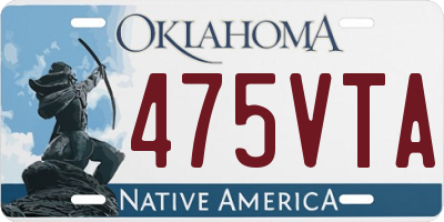 OK license plate 475VTA