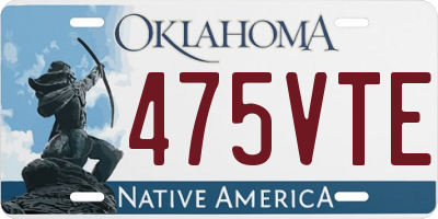 OK license plate 475VTE