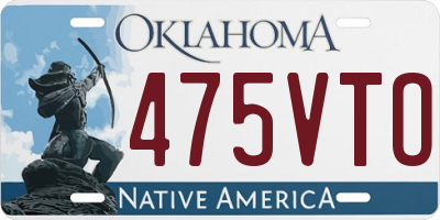OK license plate 475VTO
