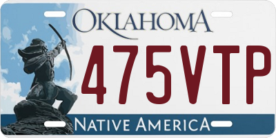 OK license plate 475VTP