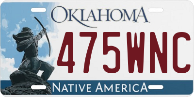 OK license plate 475WNC