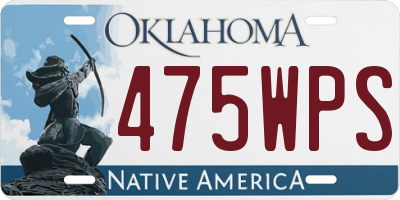 OK license plate 475WPS