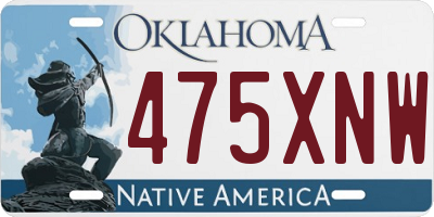 OK license plate 475XNW
