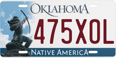 OK license plate 475XOL