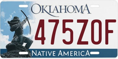 OK license plate 475ZOF