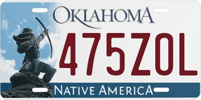 OK license plate 475ZOL