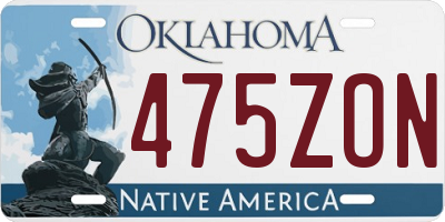 OK license plate 475ZON