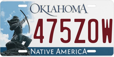 OK license plate 475ZOW