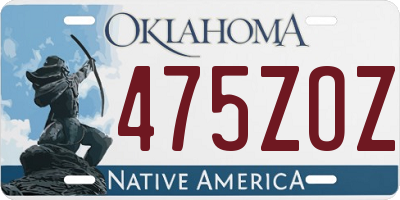 OK license plate 475ZOZ