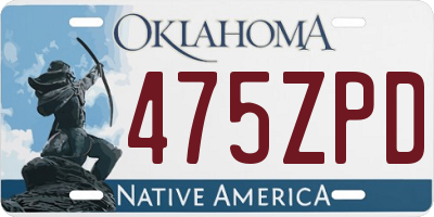 OK license plate 475ZPD