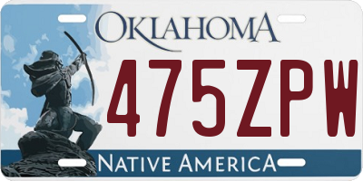 OK license plate 475ZPW
