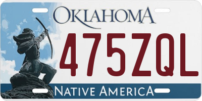 OK license plate 475ZQL