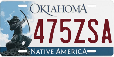 OK license plate 475ZSA