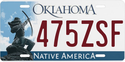 OK license plate 475ZSF