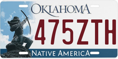 OK license plate 475ZTH
