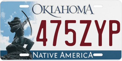 OK license plate 475ZYP
