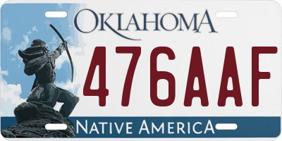 OK license plate 476AAF