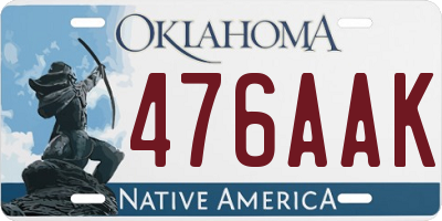 OK license plate 476AAK