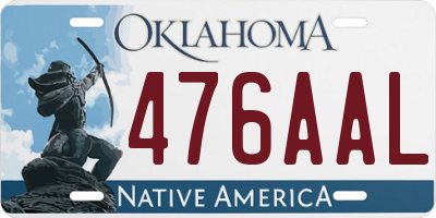 OK license plate 476AAL