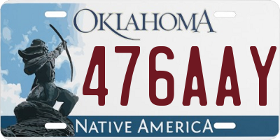 OK license plate 476AAY