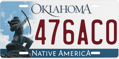 OK license plate 476ACO