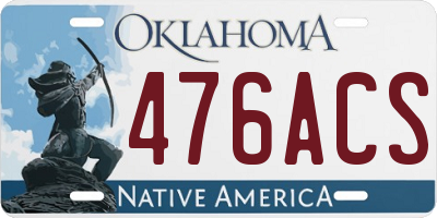 OK license plate 476ACS