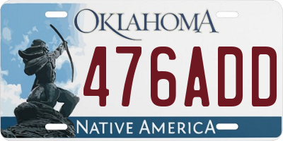 OK license plate 476ADD