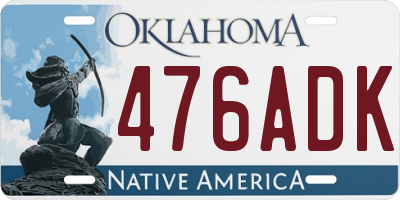 OK license plate 476ADK
