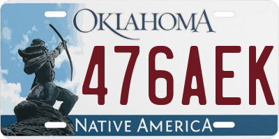 OK license plate 476AEK