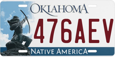 OK license plate 476AEV