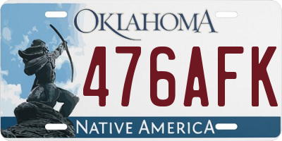 OK license plate 476AFK