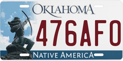 OK license plate 476AFO