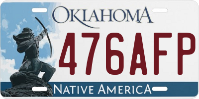 OK license plate 476AFP