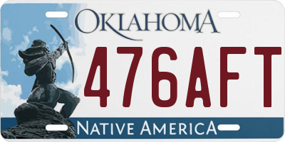 OK license plate 476AFT