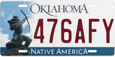 OK license plate 476AFY