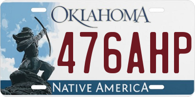 OK license plate 476AHP