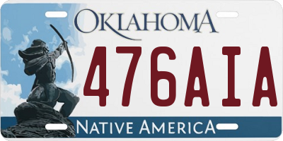 OK license plate 476AIA